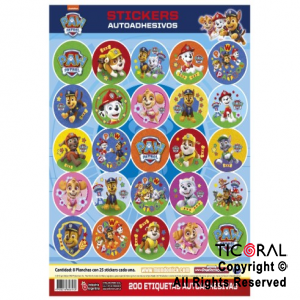 PAW PATROL STICKERS AUTOADHESIVOS  X 24 UNIDADES